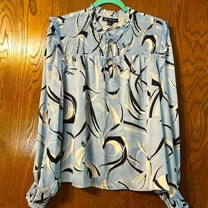 INC International concepts blue pattern long sleeve blouse. Size XL.